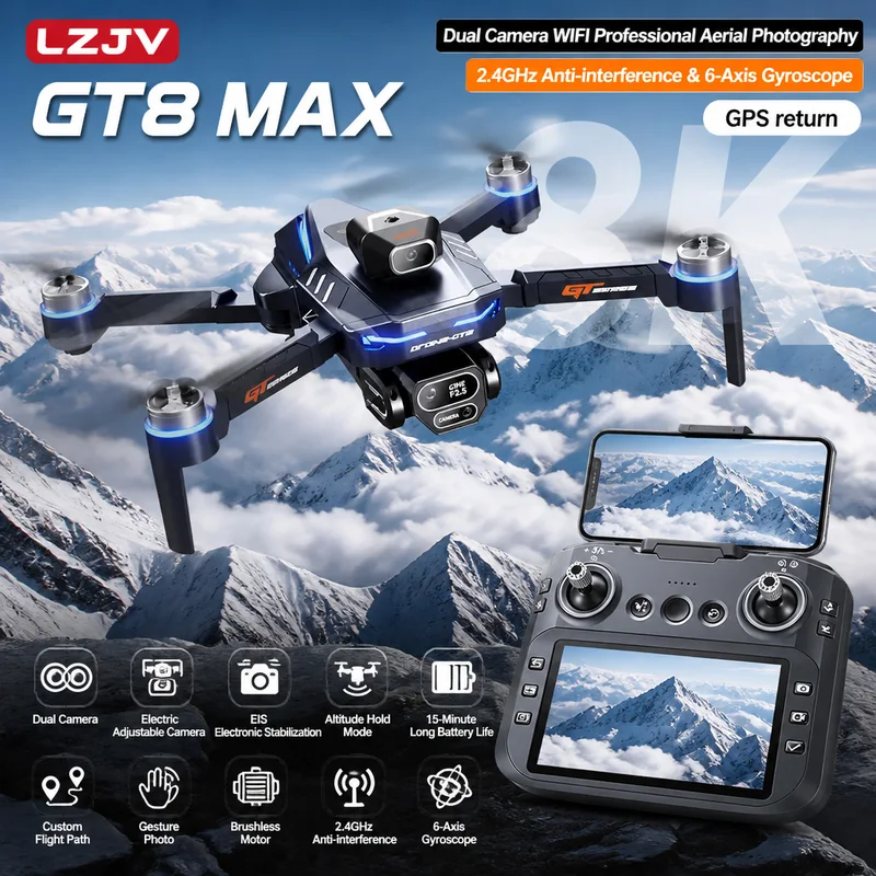 GT8 Max โดรนพับได้ 8K HD กล้อง - Drone Camera Lens บทวิจารณ์และราคา
